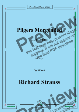 page one of Richard Strauss-Pilgers Morgenlied,in C Major,Op.33 No.4