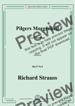 page one of Richard Strauss-Pilgers Morgenlied,in B Major,Op.33 No.4