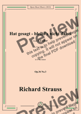 page one of Richard Strauss-Hat gesagt-bleibt's nicht dabei,in b flat minor,Op.36 No.3