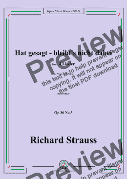 page one of Richard Strauss-Hat gesagt-bleibt's nicht dabei,in a minor,Op.36 No.3