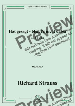 page one of Richard Strauss-Hat gesagt-bleibt's nicht dabei,in f minor,Op.36 No.3