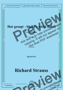 page one of Richard Strauss-Hat gesagt-bleibt's nicht dabei,in e minor,Op.36 No.3