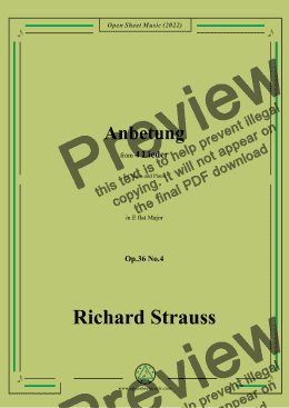 page one of Richard Strauss-Anbetung,in E flat Major,Op.36 No.4