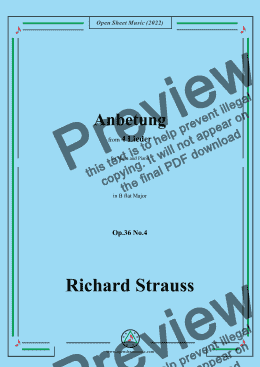 page one of Richard Strauss-Anbetung,in B flat Major,Op.36 No.4