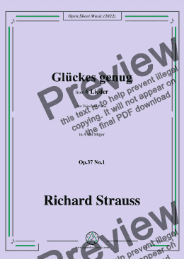 page one of Richard Strauss-Glückes genug,in A flat Major,Op.37 No.1