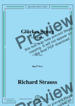 page one of Richard Strauss-Glückes genug,in B flat Major,Op.37 No.1