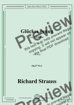 page one of Richard Strauss-Glückes genug,in D Major,Op.37 No.1