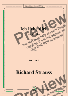 page one of Richard Strauss-Ich liebe dich,in E Major,Op.37 No.2