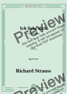 page one of Richard Strauss-Ich liebe dich,in F Major,Op.37 No.2