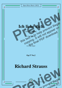 page one of Richard Strauss-Ich liebe dich,in G flat Major,Op.37 No.2