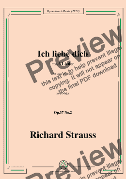 page one of Richard Strauss-Ich liebe dich,in G Major,Op.37 No.2