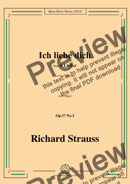 page one of Richard Strauss-Ich liebe dich,in B Major,Op.37 No.2