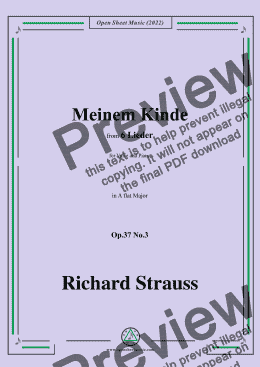 page one of Richard Strauss-Meinem Kinde,in A flat Major,Op.37 No.3