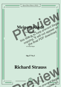 page one of Richard Strauss-Meinem Kinde,in B flat Major,Op.37 No.3