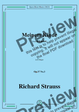 page one of Richard Strauss-Meinem Kinde,in B Major,Op.37 No.3