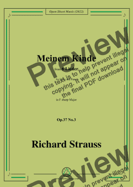 page one of Richard Strauss-Meinem Kinde,in F sharp Major,Op.37 No.3