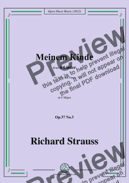 page one of Richard Strauss-Meinem Kinde,in E Major,Op.37 No.3