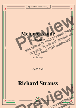 page one of Richard Strauss-Meinem Kinde,in E flat Major,Op.37 No.3