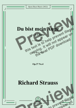 page one of Richard Strauss-Du bist mein Auge,in F sharp Major,Op.37 No.4