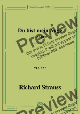 page one of Richard Strauss-Du bist mein Auge,in G Major,Op.37 No.4