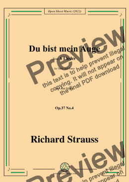 page one of Richard Strauss-Du bist mein Auge,in A flat Major,Op.37 No.4