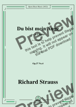 page one of Richard Strauss-Du bist mein Auge,in E flat Major,Op.37 No.4