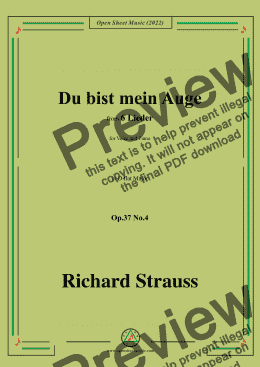 page one of Richard Strauss-Du bist mein Auge,in D flat Major,Op.37 No.4