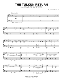 page one of The Tulkin Return (from Avatar: The Way Of Water) (Piano Solo)