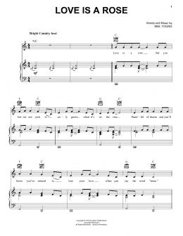 page one of Love Is A Rose (Piano, Vocal & Guitar Chords (Right-Hand Melody))