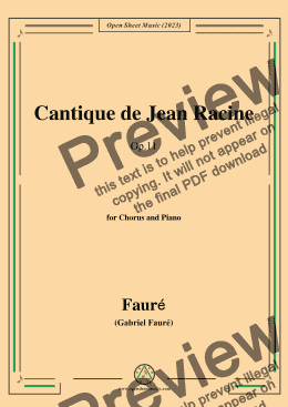 page one of Fauré-Cantique de Jean Racine,Op.11