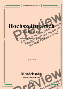 page one of F. Mendelssoh-Hochszeitmarsch(Wedding March),Op.61 No.9