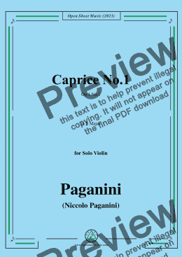 page one of Paganini-Caprice No.1,Op.1 No.1,in E Major,for Solo Violin