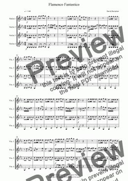 page one of Flamenco Fantastico for Violin Quartet