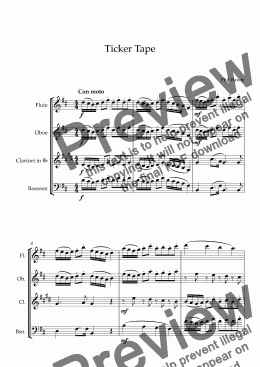 page one of Ticker Tape - Wind Quartet