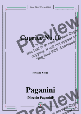 page one of Paganini-Caprice No.10,Op.1 No.10,in g minor.for Solo Violin