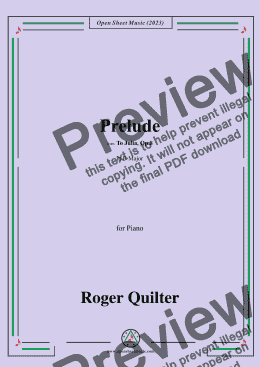 page one of Quilter-Prelude,from 'To Julia,Op.8',in B Major,for Piano