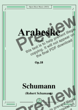 page one of Schumann-Arabeske,Op.18,in C Major,for Piano