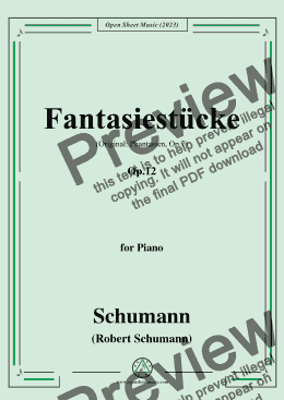 page one of Schumann-Fantasiestucke,Op.12,eight pieces,for Piano