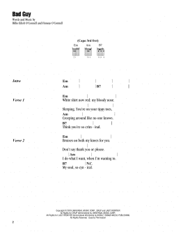 page one of bad guy (Guitar Chords/Lyrics)