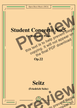 page one of Seitz-Student Concerto No.5,Op.22,in D Major,for Violin and Piano