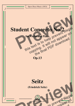 page one of Seitz-Student Concerto No.2,Op.13,in G Major,for Violin and Piano