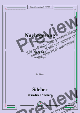 page one of Silcher-Nachtgesang(Der Himmel hat erschlossen),Op.42 No.4,for Piano