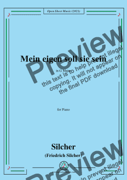 page one of Silcher-Mein eigen soll sie sein,for Piano