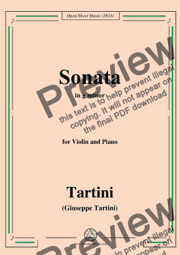 page one of Tartini-Violin Sonata,in g minor,for Violin and Piano