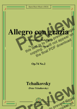 page one of Tchaikovsky-Allegro con grazia,Op.74 No.2,for Cello and Piano