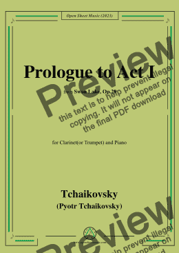 page one of Tchaikovsky-Prologue to Act I,for Clarinet(or Trumpet) and Piano