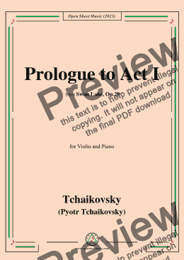 page one of Tchaikovsky-Prologue to Act I,for Violin and Piano