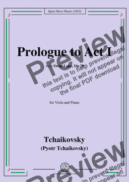 page one of Tchaikovsky-Prologue to Act I,for Viola and Piano