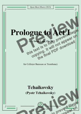 page one of Tchaikovsky-Prologue to Act I,for Cello(or Bassoon or Trombone) and Piano