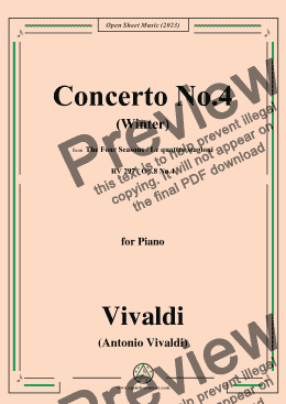 page one of Vivaldi-Violin Concerto in f minor,RV 297,Op.8 No.4,L'inverno(Winter),for Piano